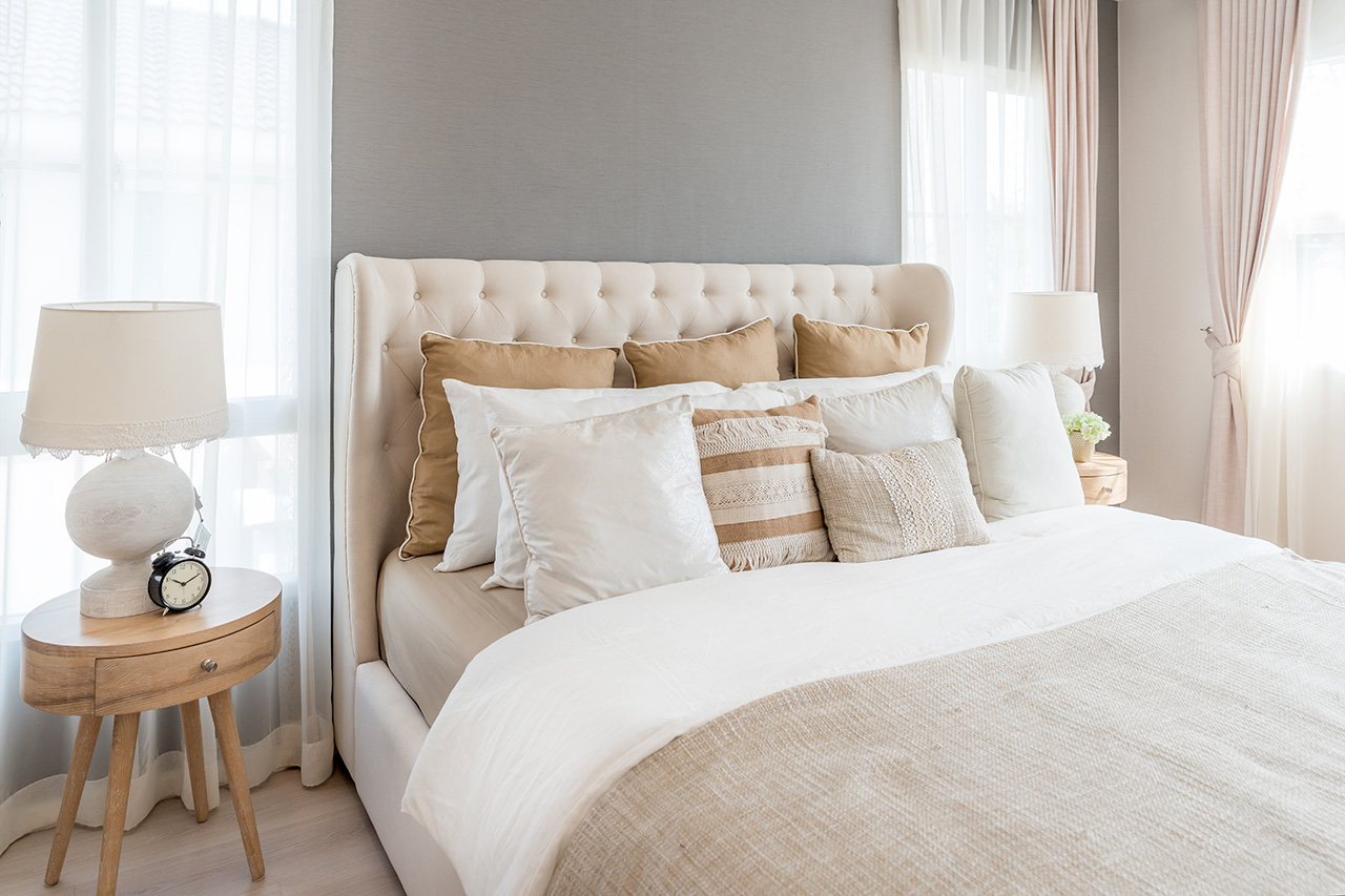 Bedroom-in-soft-light-colors at Gretna Village Apartments