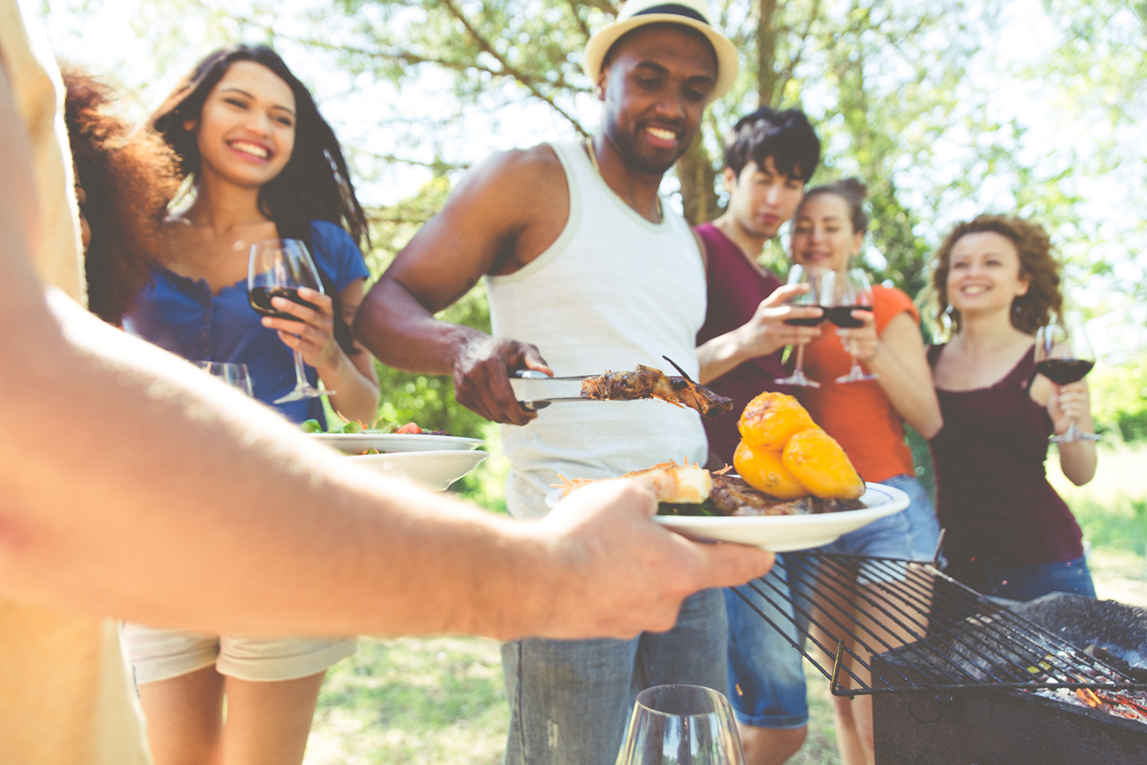 familia en el parque haciendo parrilla